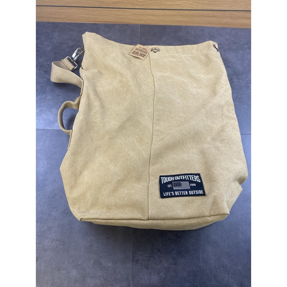 Tough Outfitters Khaki Canvas Military-Style Duffle Backpack New w/Tags